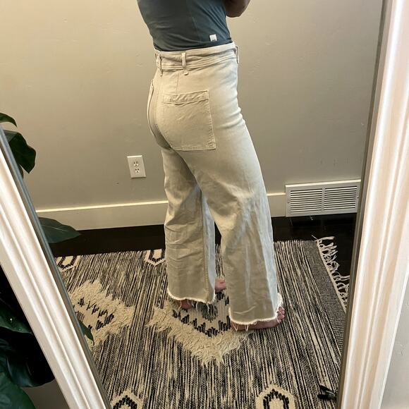 Zara The Marine Straight Jeans Cream Tan Pants Womens Size 6 - Picture 2 of 7